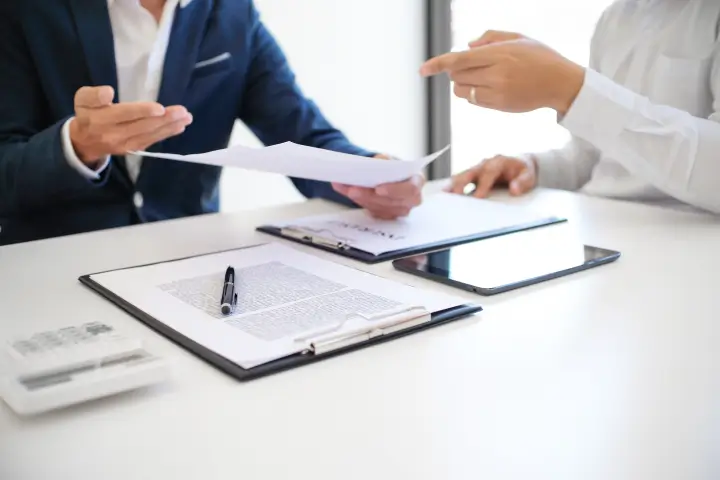 Signing documents in office